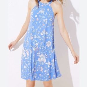 NWT LOFT Floral Cutout Back Halter Swing Dress